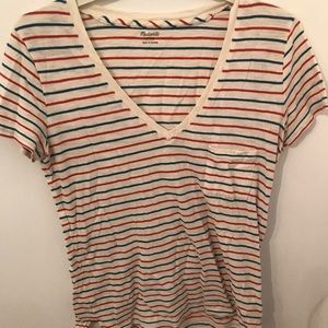 Stiped V cut T shirt